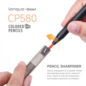 Click colored pencil sharpener detail view showing how to rotate and sharpen soft oil lead.