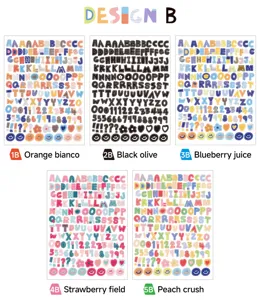 Korean colorful letter symbol number emoticon diary DIY waterproof PET sticker set.