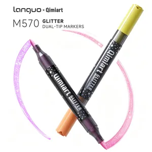 Dual-tip glitter metallic marker pens for DIY art painting journaling 2-in-1 craft tool