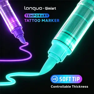 Lanquo temporary tattoo marker soft tip fluorescent pen for DIY drawing and body art