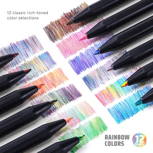 12 colors retractable colored pencils oil-based core for professional drawing art