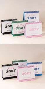 Creative 2027 desktop calendar detail showing multi-color options for daily office planning.