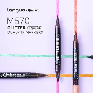 Dual-tip glitter metallic marker pens set for journaling, DIY drawing, and arts.