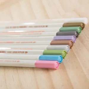 Colorful soft brush pens set, metallic paint pens for journaling, DIY photo album and art writing.