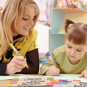 Acrylic paint markers set for kids and adults art drawing on rocks, canvas, and paper crafts.