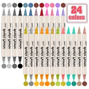 24 Colors Acrylic Paint Pens Dual Tip Art Markers for Rock Painting Fabric Canvas Wood Ceramic