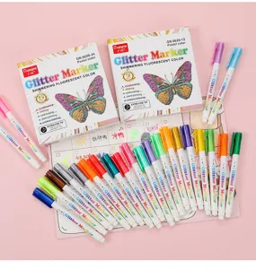 GuangNa Σετ Μαρκαδόροι Glitter 1mm Παστέλ Χρώματα 12/24 Τεμάχια για Ημερολόγιο και DIY