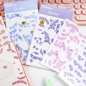 Ribbon sticker set decorative craft colorful sticker sheets for planner journal diy art