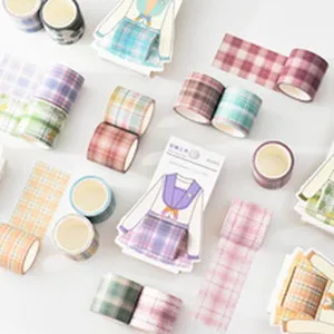 Plaid washi tape set detail view, decorative masking tape rolls for journal DIY and crafts.