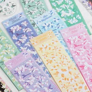 Floral decorative sticker sets featuring multiple pastel colors, perfect for DIY crafts.
