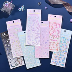 Decorative sticker sheets set DIY craft holographic ribbon bow designs stationery supplies