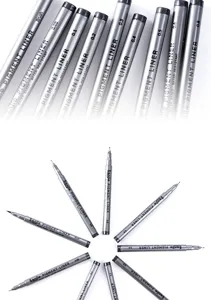 Waterproof pigment liner set for fine art, sketching, and drawing with various tip sizes.