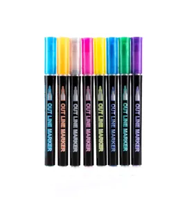 8 kleuren dubbele lijn omtrek markers metallisch gekleurde pennen voor kunst en DIY