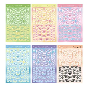 Heart beat series laser PET stickers set, cute waterproof diary and scrapbooking decoration.