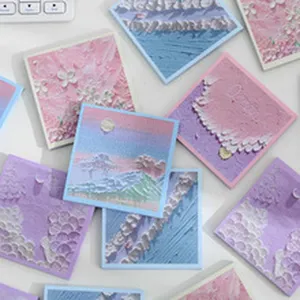 Colorful textured landscape sticky notes set aesthetic memo pads for office stationery use