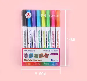 8-kleurige dubbele lijn omtrek stiften detail, ideaal voor DIY dagboek, kaarten en kunst.