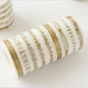 Gold foil washi tape rolls thin decorative adhesive tape for scrapbooking journaling photo album