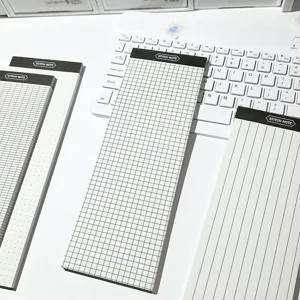 Long grid lined dotted memo notepad set, minimalist tearable student sticky note desk pad.