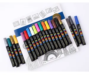 Detailed close-up shot of colorful oil-based paint markers showcasing vibrant barrels.