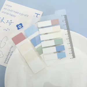Translucent PET Sticky Notes Morandi Color Index Tabs Self-Adhesive Memo Pads School Office Stationery Supplies
