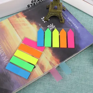 Colorful PET fluorescent index tabs sticky notes, mini page markers for office and school.