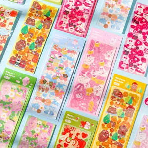 Cute cartoon laser stickers decorative stationery diary craft waterproof aesthetic sticker sheets pack