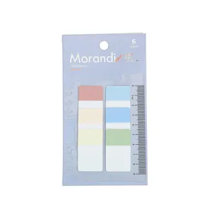 Translucent PET sticky notes Morandi color index tabs sticky note set with ruler backing card