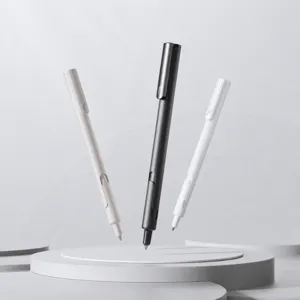 Minimalist retractable gel pen 0.5mm smooth writing black white grey stationery for office school
