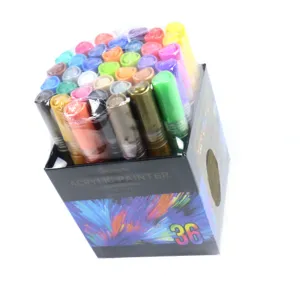 Set van 36 Acryl Stiften op Waterbasis voor Stof Steen Canvas en Hout Schilderen