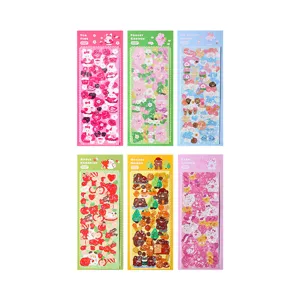 Cute cartoon laser sticker set for kids planner journal decoration. Colorful waterproof DIY crafts.
