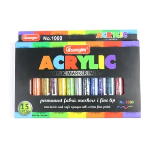 GuangNa 15 Kleuren Acryl Stofmarkers Set met Extra Fijne Punt voor Tekenen