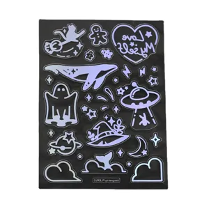 Holographic transparent cartoon stickers DIY phone and album decoration cute aesthetic decal sheet.
