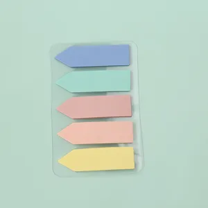Nahaufnahme von bunten Pfeil-Index-Tabs auf klarer Basis, ideal fur Schule und Buroarbeit.