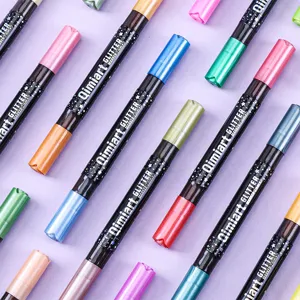 Double-ended glitter metallic marker pens set colorful painting graffiti art stationery supplies