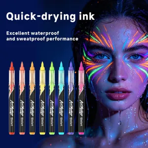 Colorful fluorescent marker pens set, quick-drying ink, ideal for DIY art and graffiti.