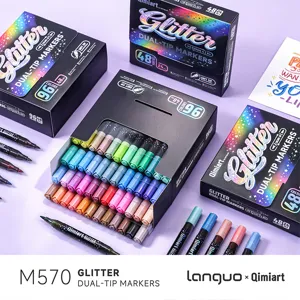 Dual Tip Glitter Metallic Marker Pens Starry Sky Pattern Colorful Watercolor Drawing Pens For Journaling School Supplies