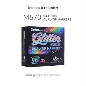 Lanquo Qimiart M570 glitter dual-tip markers 48pcs 96 colors art drawing journaling pens
