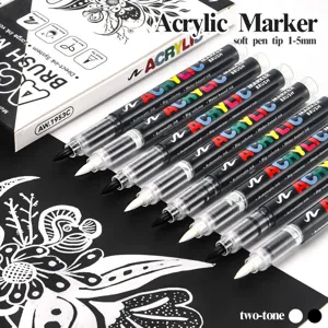 Acrylic Marker Soft Pen Tip 1-5mm Direct-Ink Art Markers for DIY Photo Albums Black Card