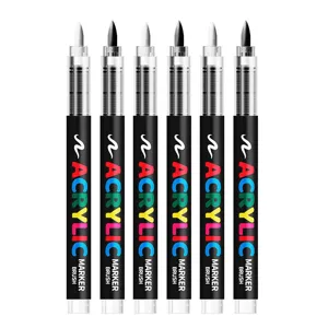 Acrylic paint marker pens set with brush tip, ideal for DIY art drawing and scrapbooking.