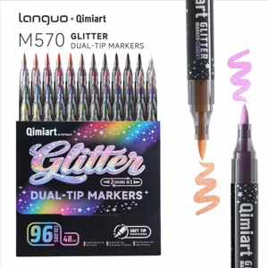 Lanquo dual-tip glitter markers set, 48/96 colors metallic pens for art drawing and journaling.