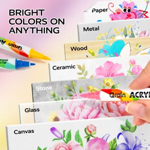 Dual Tip Acrylic Marker Set Colors Brush And Fine Tip Art Markers For Painting Rock Ceramic Wood Canvas Drawing Writing