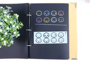 DIY tekening sjabloon set met schattige emoji gezicht patronen voor dagboek en kunst.