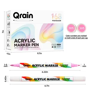 Dual tip acrylic marker pen set 168 colors waterproof art painting pens for drawing rocks canvas