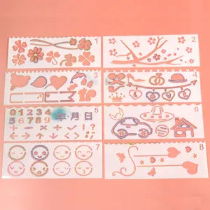 Set van 8 DIY tekensjablonen voor bullet journaling, planners en creatieve projecten.