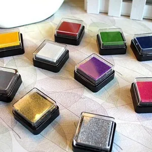 Encreurs de Couleurs DIY Tampons Encreurs Carrés avec Couvercles pour Loisirs Créatifs