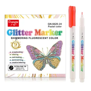 GuangNa σετ με χρωματιστούς μαρκαδόρους glitter παστελ για scrapbooking και τέχνη.