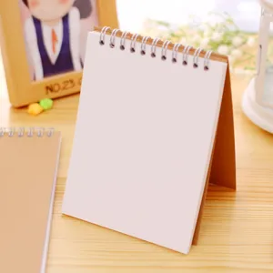 Kraft paper spiral blank notebook, standing desktop memo pad, ideal for sketch and diary.