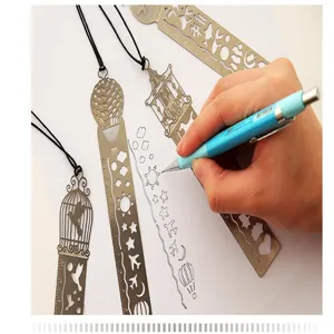 Metal bookmark drawing ruler hollow template multi-functional student stationery tools 01