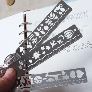 Metal drawing template stencil ruler multi-functional journaling stationery set