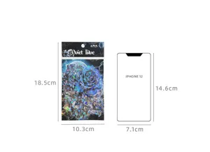Night rose aesthetic sticker pack 8 pieces PET laser decorative journaling materials